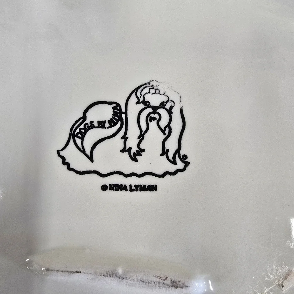 Dogs By Nina Lyman White Poodle‎ Ceramic Serving Platter Tray Art Scalloped Rare